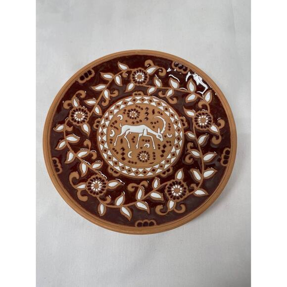 Greek Handmade Terracotta Plate and Vase, Rhodes Greece, Bonis Pottery - Picture 6 of 7